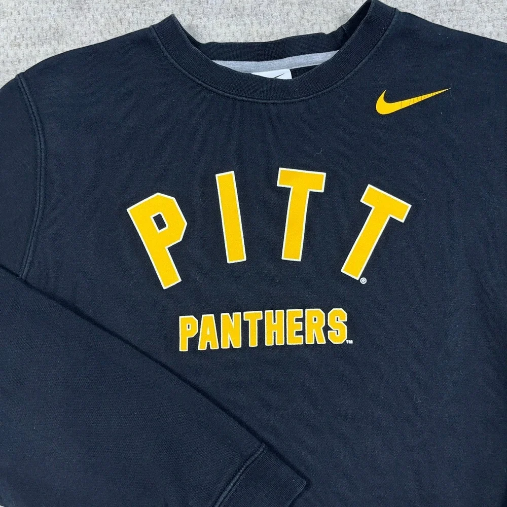 Pitt Panthers Sweatshirt Men Small Black Nike Crewneck Sweater‎ Adult Spellout